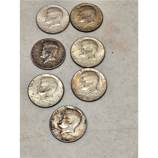7 Silver US fifty cent pieces ($3.50 @ 40% silver)