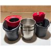 Image 1 : 2 mop buckets and 3 mixer bowls