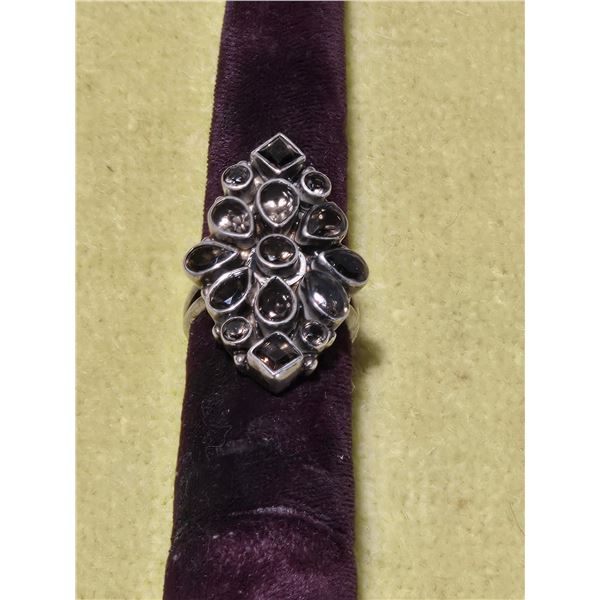 Sterling silver and smoky topaz ring