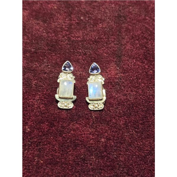 Sterling Silver, Amethyst and Moonstone clipon earrings