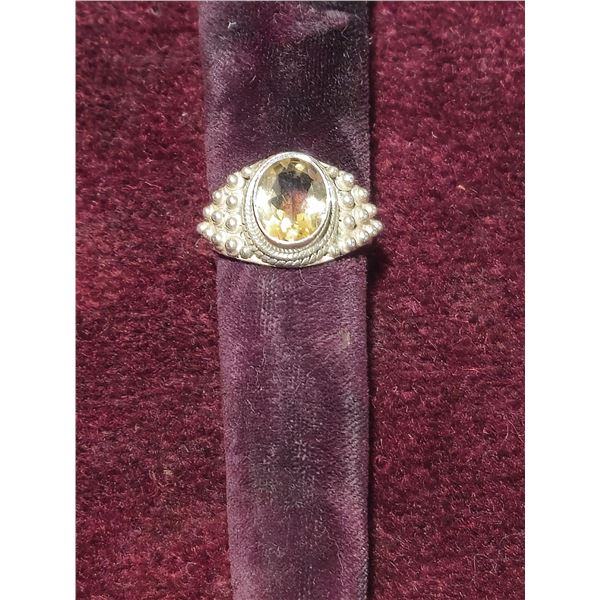 Sterling silver ring with citrine stone