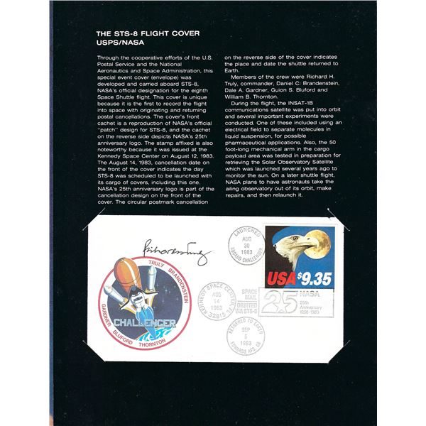 The STS-8 Richard H. Truly signed 1983 Challenger Flight Cover USPS/NASA, flown in space