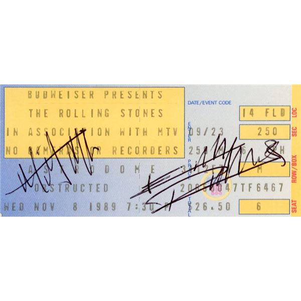 Rolling Stones signed concert tickets