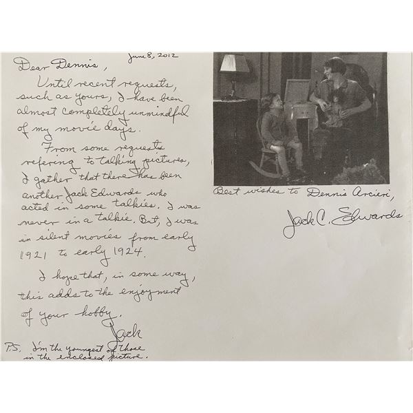 Jack C Edwards signed photocopied letter