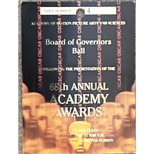 Original 1996 Admission Ticket to 68th Annual Academy Awards