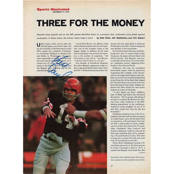 Ken Anderson signed Sports Illustrated magazine photo