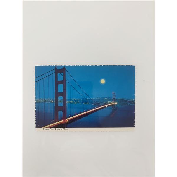 San Francisco Golden Gate Bridge at Night vintage post card