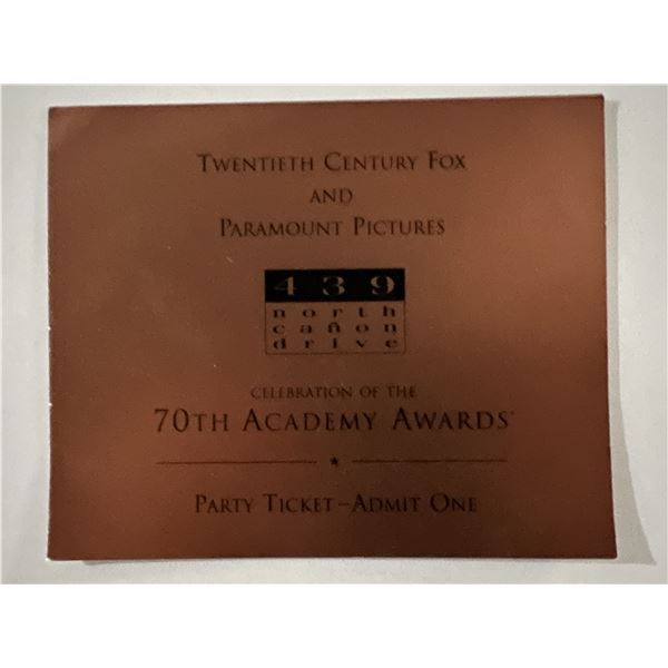 Original Admission Ticket to 70th Annual Academy Awards Party at 439 North Canon Drive