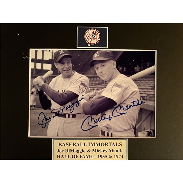 Joe Dimaggio and Mickey mantle signed photo