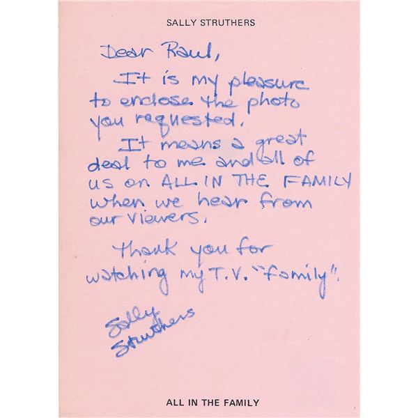 All in the Family Sally Struthers signed letter