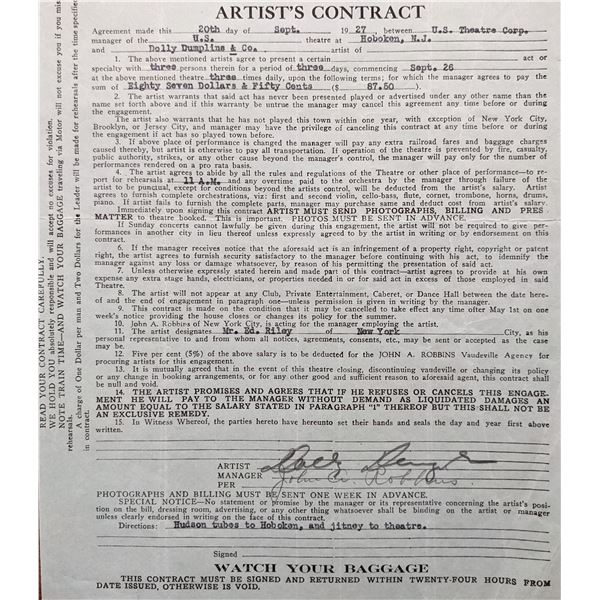 Dolly Dumplin Signed Artists Contract