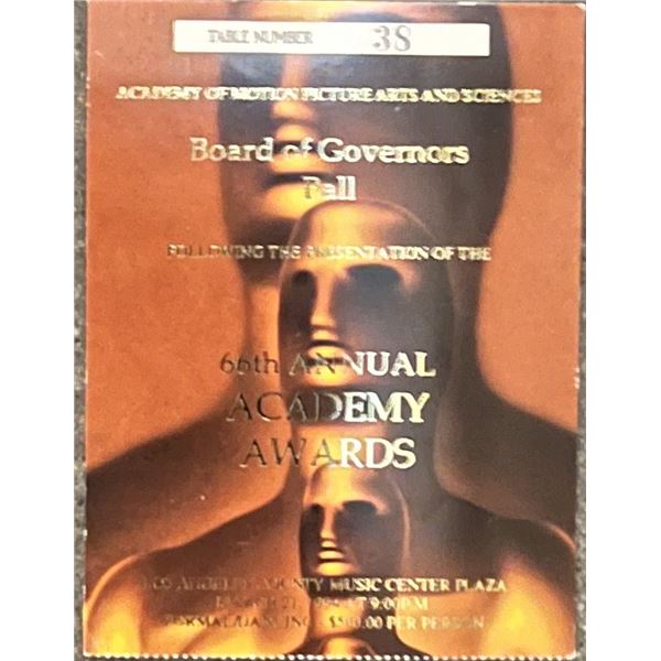 Original 1994 Admission Ticket to 66th Annual Academy Awards