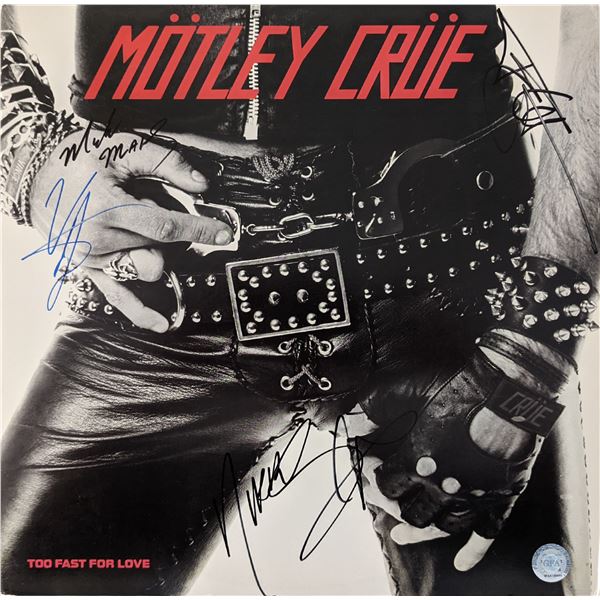 Motley Crue Too Fast For Love Signed Album. GFA Authenticated