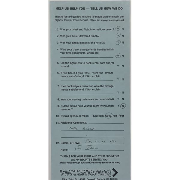 Astronaut James Irwin signed survey