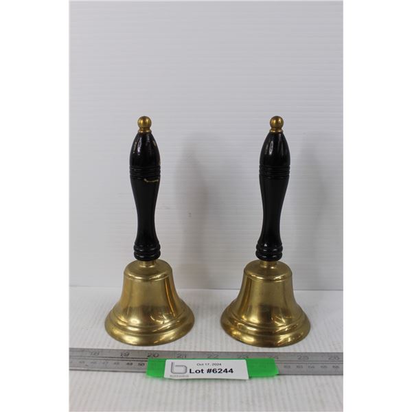 (2) Brass School Bells- 8''Tall