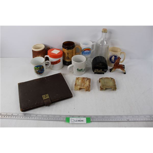 (7) Various Different Coffee Cups- Captain Cook, Vancouver, Beer Steins, Heinz 57 Bottle, Coasters, 
