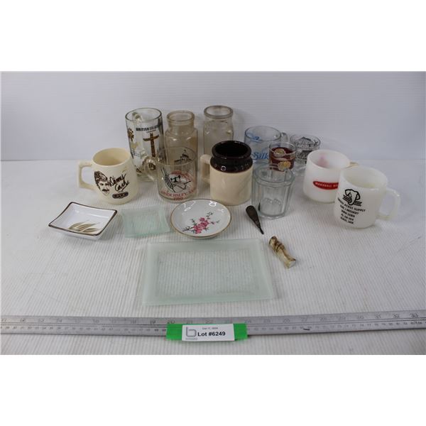 (12) Various Drinking Glasses, Coffee, Plates, Misc.