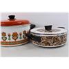 Image 2 : (3) Pots, Enamel Ware Stew Pots Autum Leaf Design