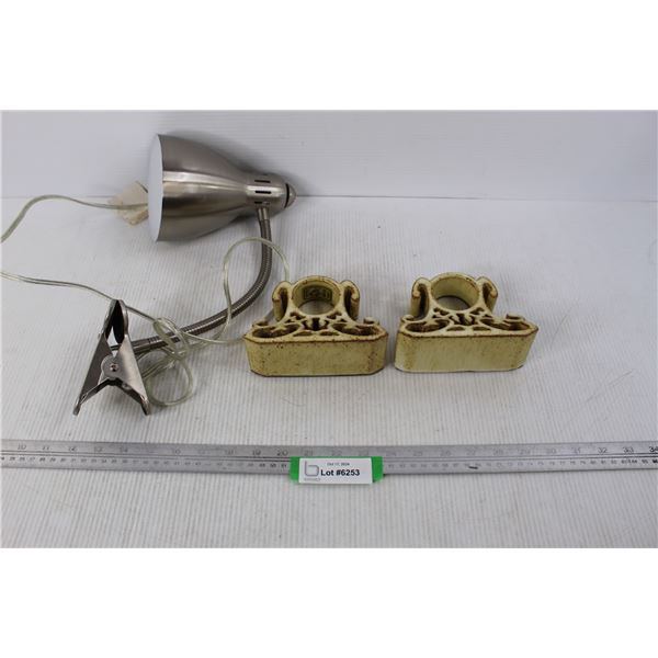 Pike Design Canda Book Ends, Desk Light with Clip- As Is