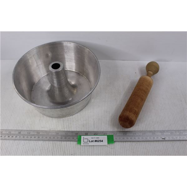 Aluminum Bunt Cake Pan, Vintage Wood Dough Roller