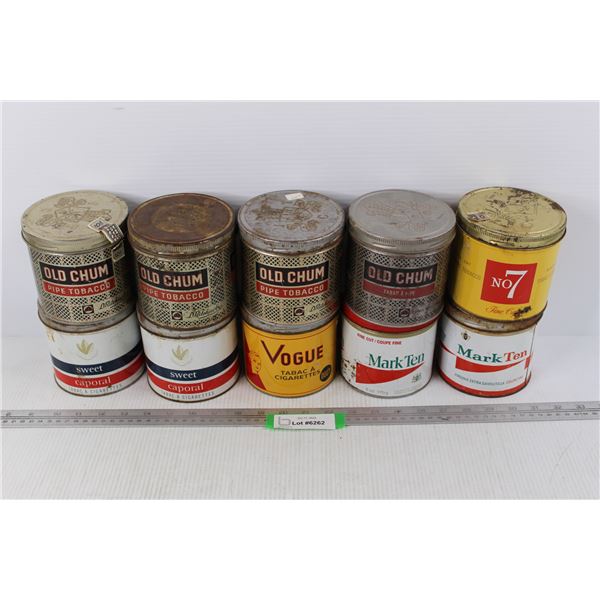 (10) Vintage Tabacco Tins, Old Chum, Vogue, Sweet Corporal