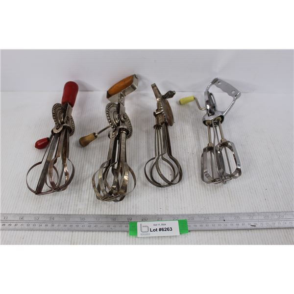 (4) Vintage Handheld Egg Beaters