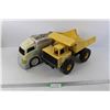 Image 1 : *Vintage Diecast Tonka Dump Truck- Some Damage, Plastic Car Hauling Truck