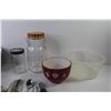 Image 3 : (2) Ceramic Mixing Bowls - Scale - Airway Coffee Jar - Kraft Caramel Jar - Sm Butter/Cheese Knives