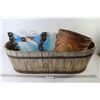 *Wooden Planter Box (32"w x 13"d) - (2) Woven Baskets - (3) Tin Butterflies