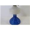 Image 3 : Blue & White Glass Eagle Oil Lamp (no chimney)
