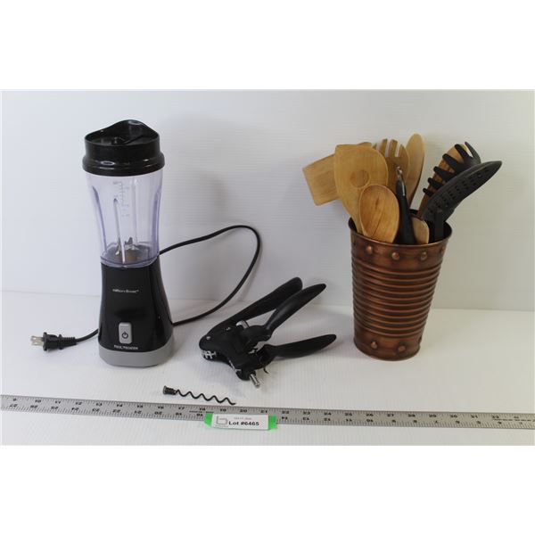 Hamilton Beach Mixer (working) - Cork Screw - Metal Container of Kitchen Utensils