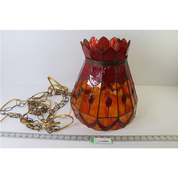 *Vintage Hanging Stained Glass Lamp