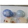 Image 3 : Blue Glass Dish - Potash Pieces - Marble Eggs - 24" Aluminum Level
