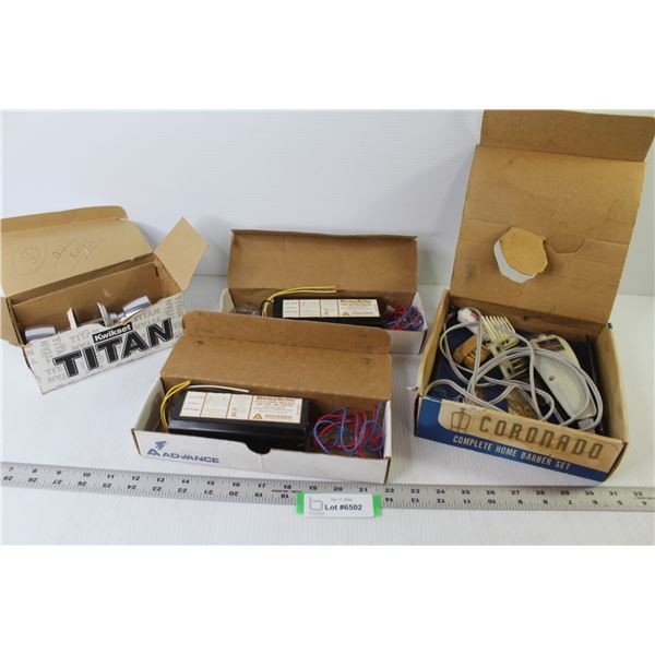 (2) 120v Ballasts (as is) - Titan Lock w/Key - Coronado Complete Home Barber Kit