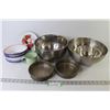 (3) Stainless Steel Bowls - Metal Enameled Bowls & Cup - Small Cake Pans