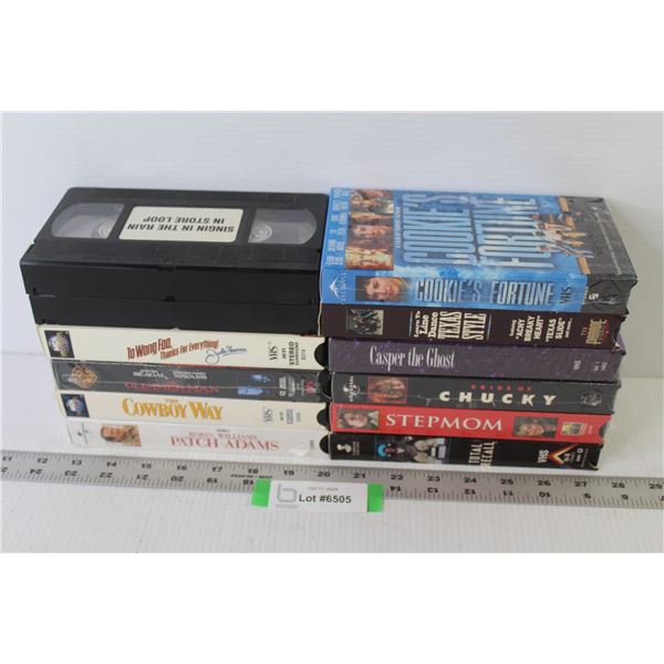 (12) VHS Tapes - Chucky - Step Mom - The Cowboy Way - Texas Style - Casper The Ghost - Total Recall