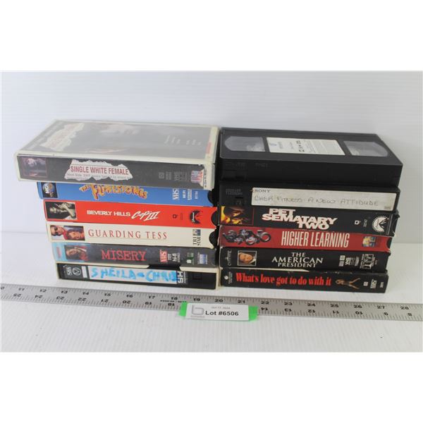 (12) VHS Tapes - Misery - Pet Cemetery - Guarding Tess - The Flintstones - Higher Learning - What's 