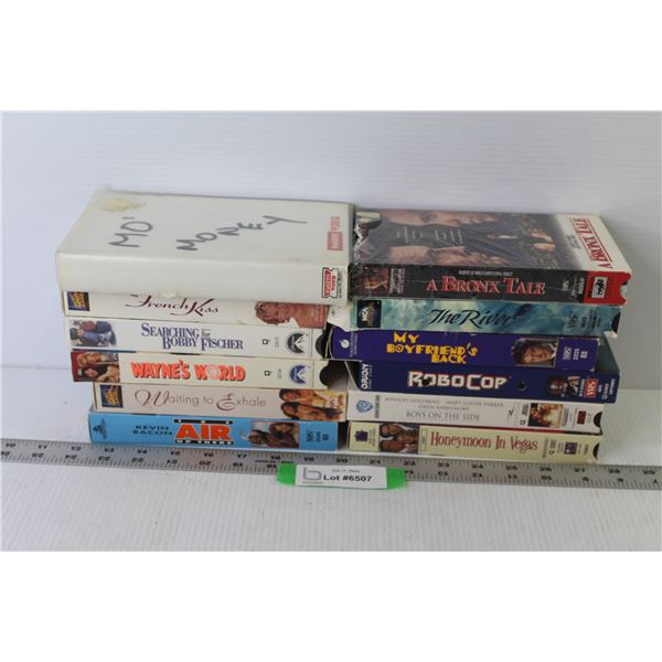 (12) VHS Tapes - The River - A Bronx Tale - My Boy Friend's Back - Wayne's World - Waiting To Exhale