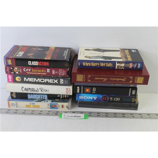 (1) Head Cleaner - (4) Blank VHS Tapes - (8) VHS Tapes - Class Action - City Slickers II - Captain R
