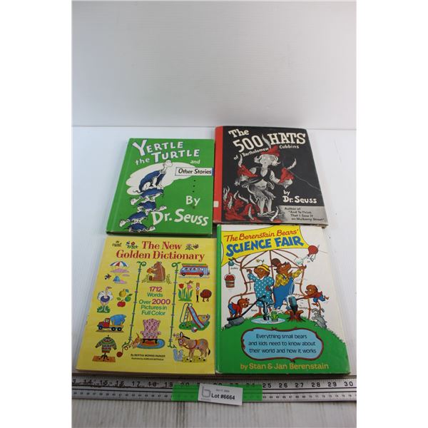 (4) Books - The New Golden Dictionary, Yertle the Turtle and the 500 Hats