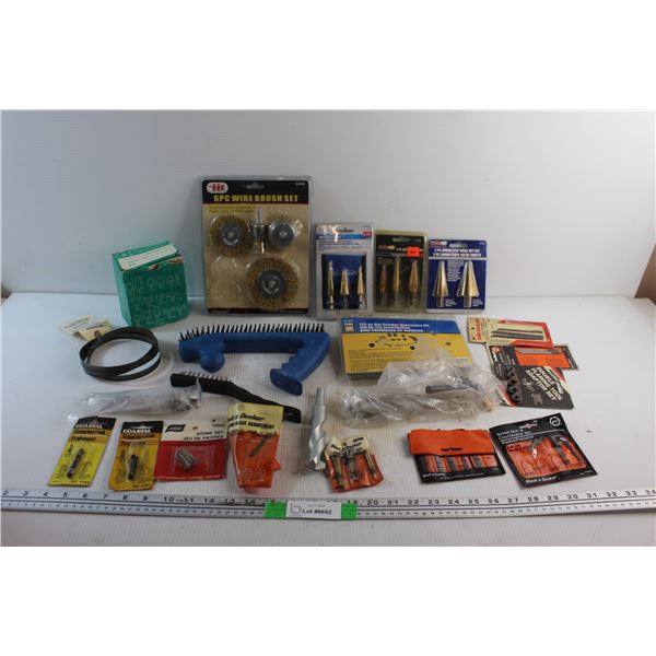 Wire Brush Set, Die Grinder Accessory Kit, Step Drills, Stone Set, Saber Saw Blades and Assorted Ite