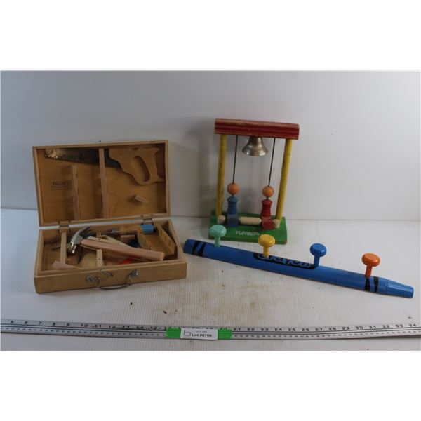 Miniature Tool Set, Playskool Toy and Crayon Clothes Rack