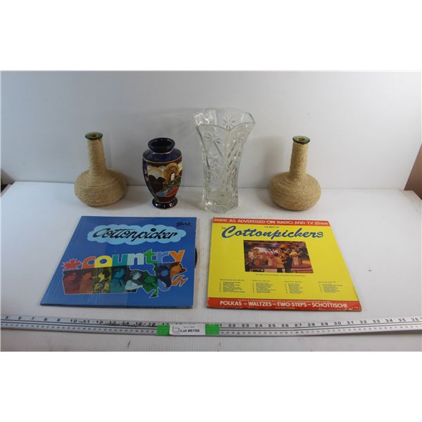 Wine Bottle Vases and Vinyl Records - Cottonpickers