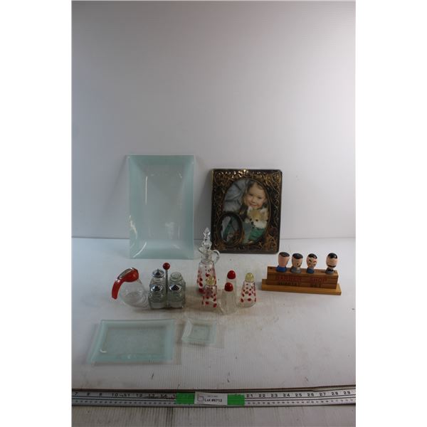Salt & Pepper Shakers, Plates, Barber Shop Quartet Set, Photo Frame and Vinegar Bottle