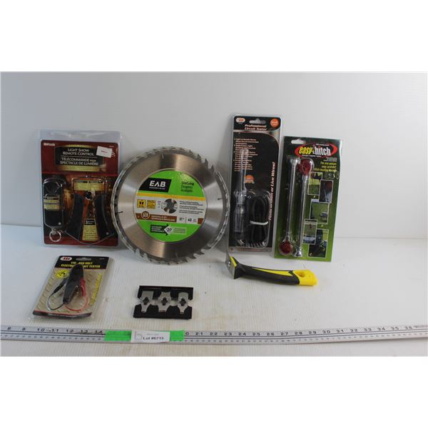 Light Show Remote Control, Electric Circuit Tester, Circular Blade 10'' , Hitch Locating Device and 