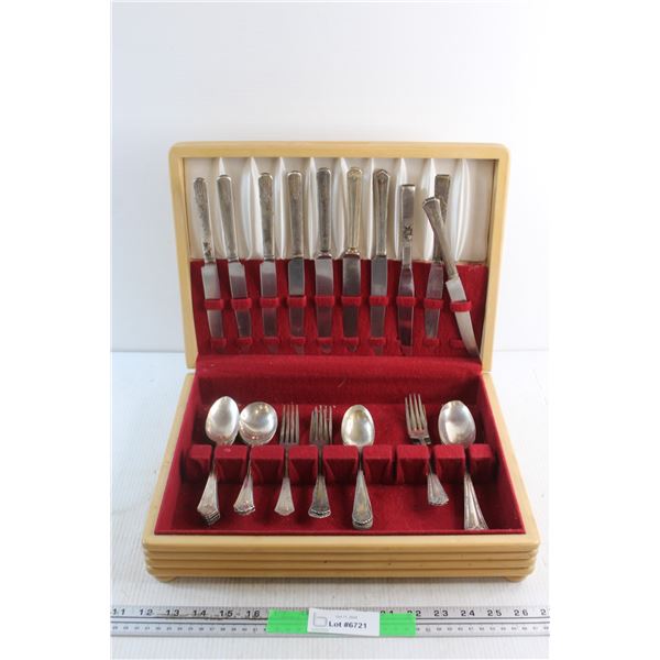 Vintage Cutlery Set in a Wooden Box