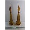 Image 1 : (2) Amber Glass Decanters