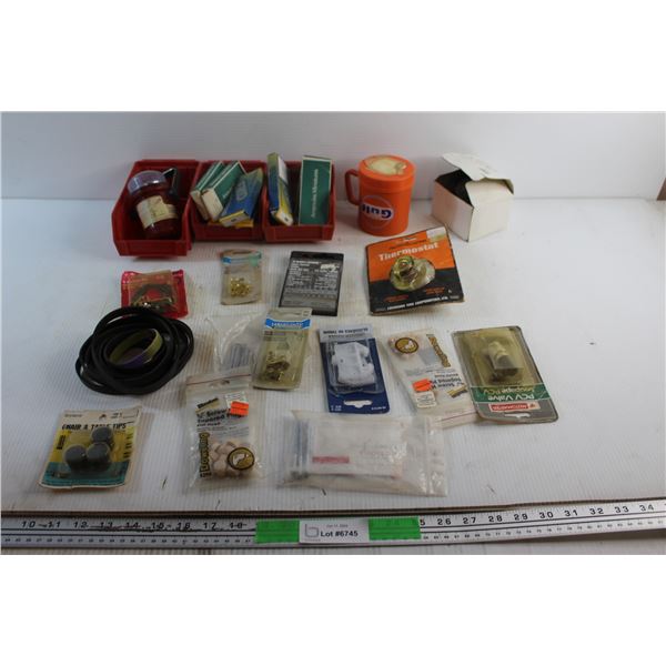 Hardware Trays, Gulf Mug, Thermostat, Drill Bit Set, PCV Valve and Assorted Items