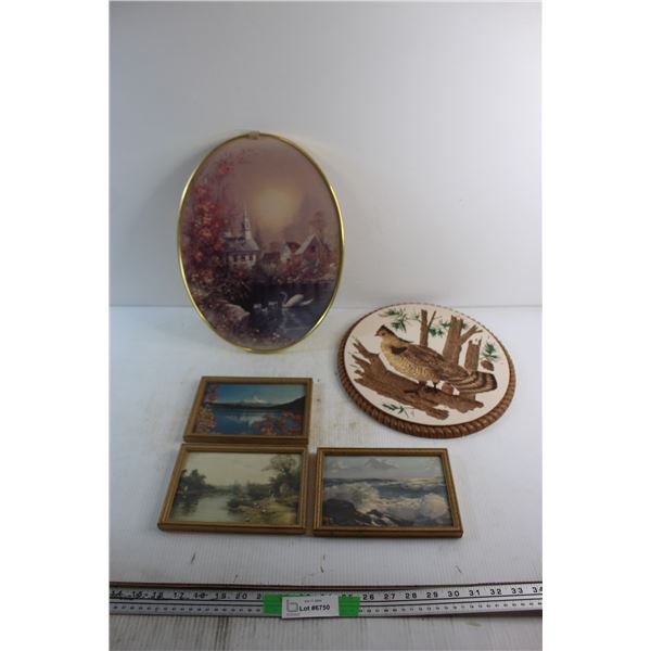 Ceramic Bird Wall Decoration and Framed Prints - Ocean View. Mount Fuji and Church View