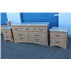 Image 1 : ***Bedroom Furniture Set: Bedframe - 60" & Seven Drawer Dresser - 66" x 17" x 35" & (2) End Tables -